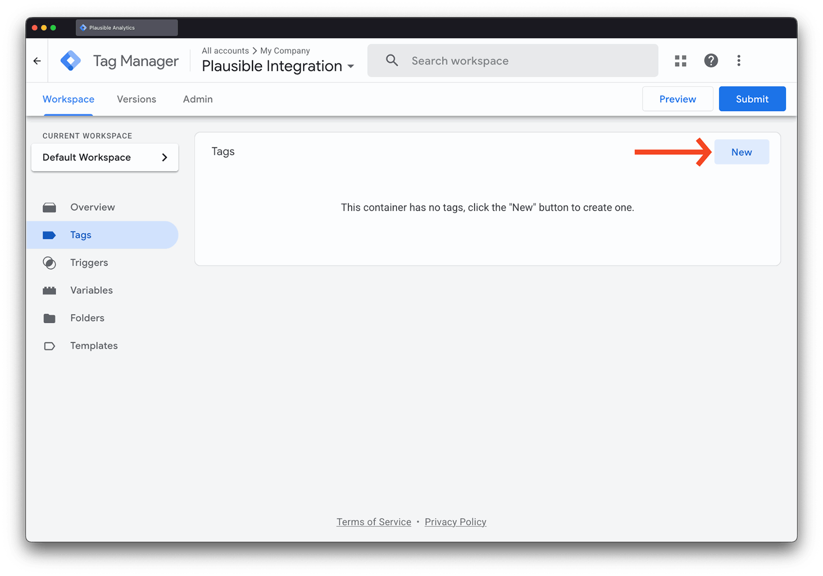 Plausible GTM Template New Tag Plausible GTM Template New Tag